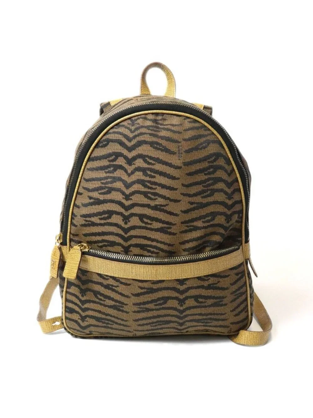 Fendi Backpack Zebra Tiger Canvas Leather Vintage